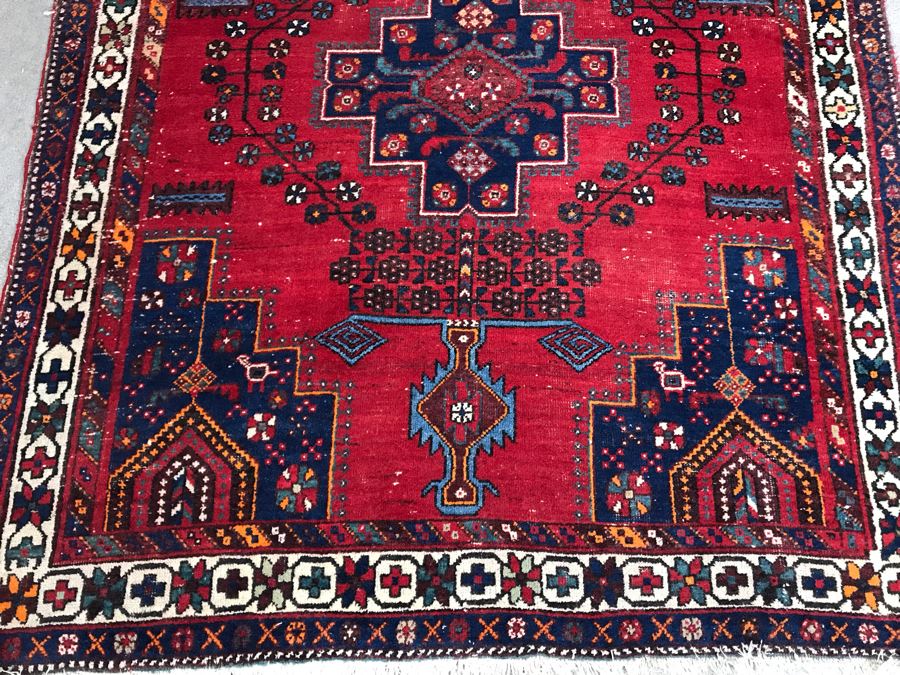 Vintage Hand Knotted Wool Persian Area Rug 6'8' X 5'1' [Photo 5]