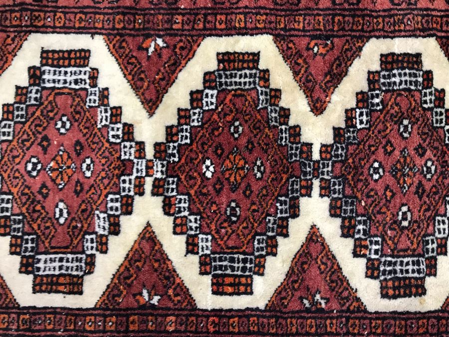 Vintage Hand Knotted Wool Rug Made In Pakistan 2'2' X 1'7' [Photo 7]