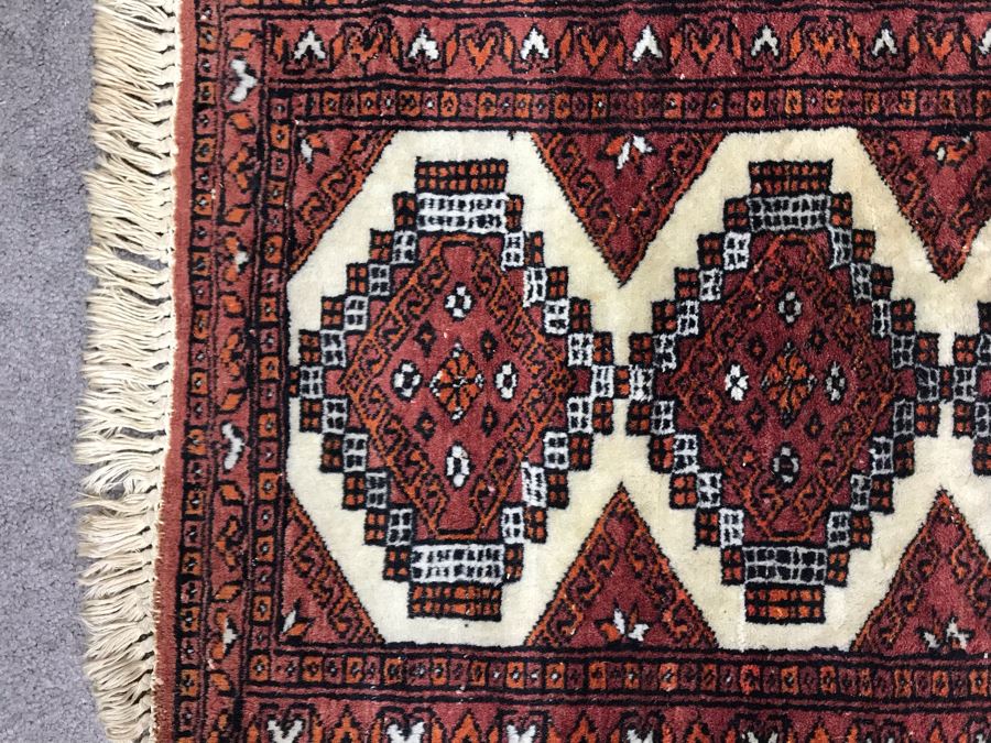 Vintage Hand Knotted Wool Rug Made In Pakistan 2'2' X 1'7' [Photo 6]
