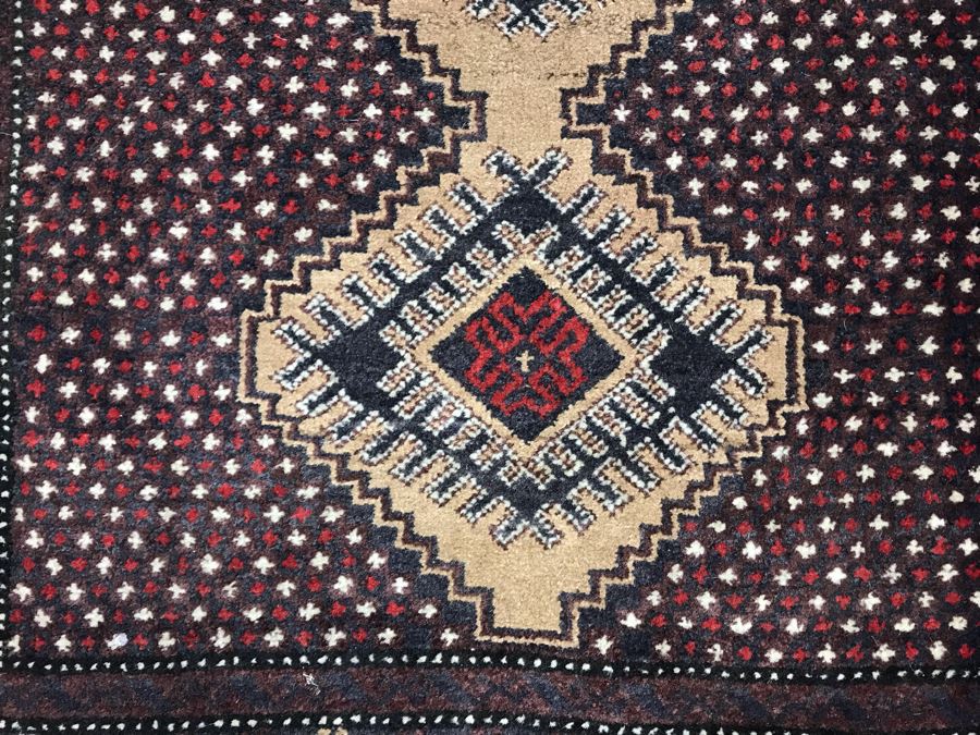 Vintage Hand Knotted Wool Persian Area Rug 5'2' X 3'2' [Photo 7]