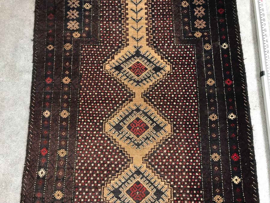Vintage Hand Knotted Wool Persian Area Rug 5'2' X 3'2' [Photo 5]