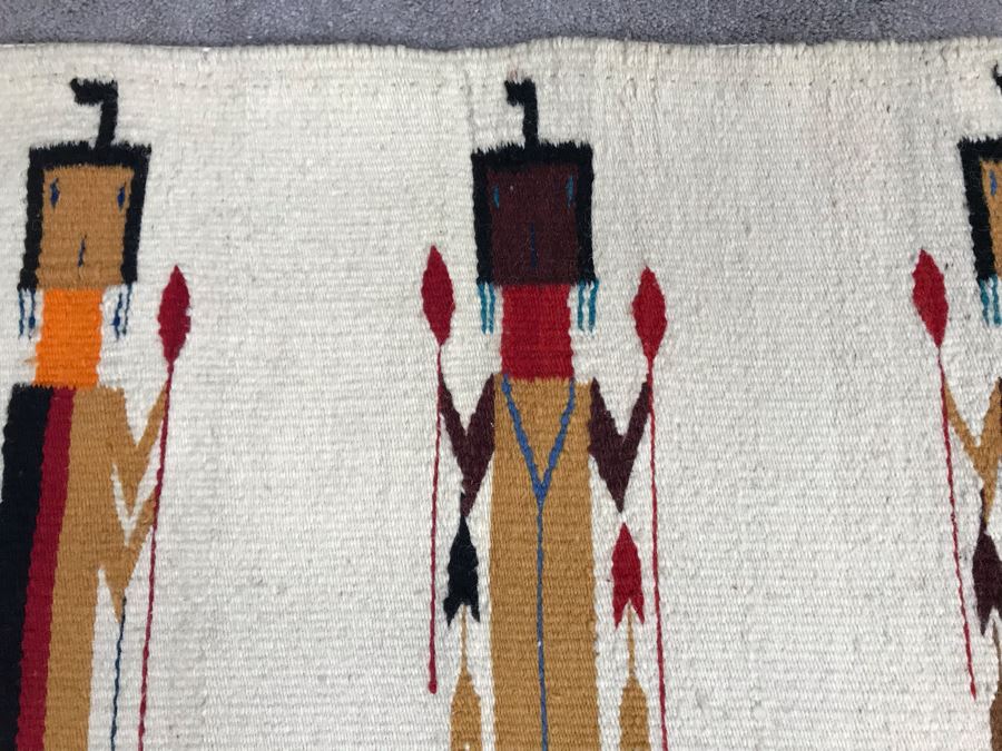Vintage Navajo Native American Woven Textile Rug Depicting Yei Figures ...