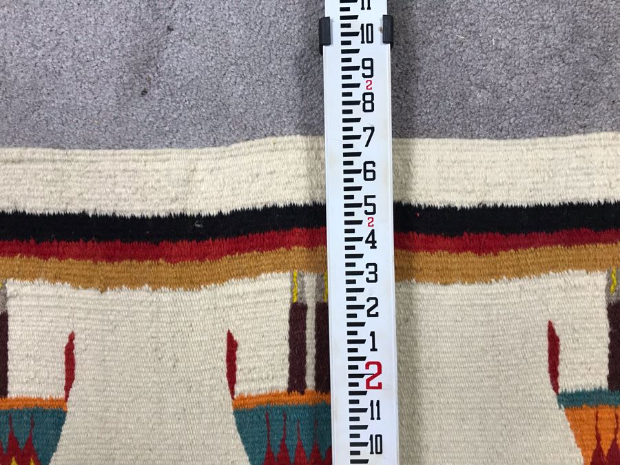 Vintage Navajo Native American Woven Textile Rug Depicting Yei Figures 5' X 2'7' [Photo 16]