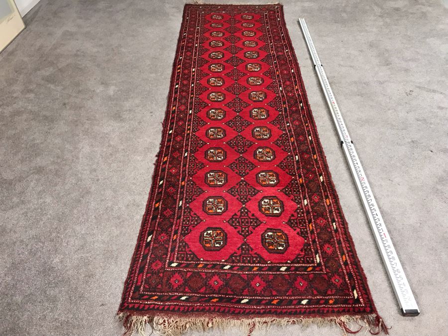 Vintage Hand Knotted Wool Perisan Runner Rug 9'1' X 2'9' [Photo 3]