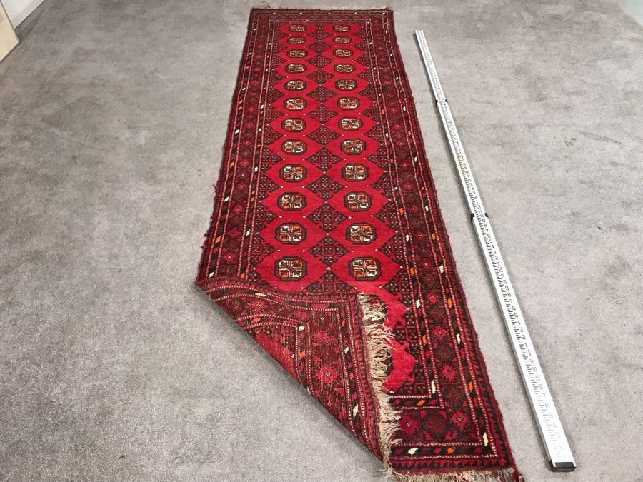 Vintage Hand Knotted Wool Perisan Runner Rug 9'1' X 2'9' [Photo 12]