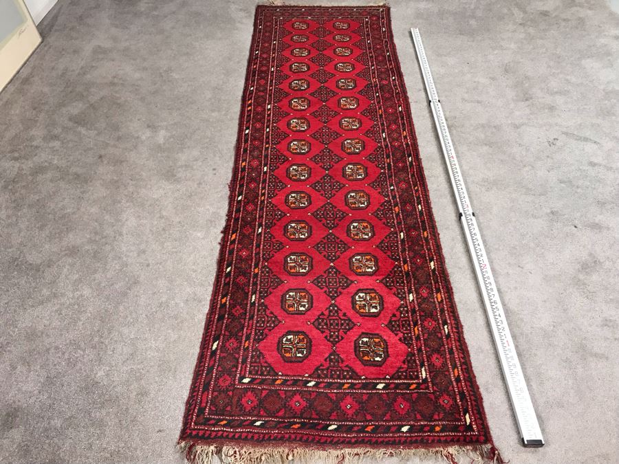 Vintage Hand Knotted Wool Perisan Runner Rug 9'1' X 2'9' [Photo 4]