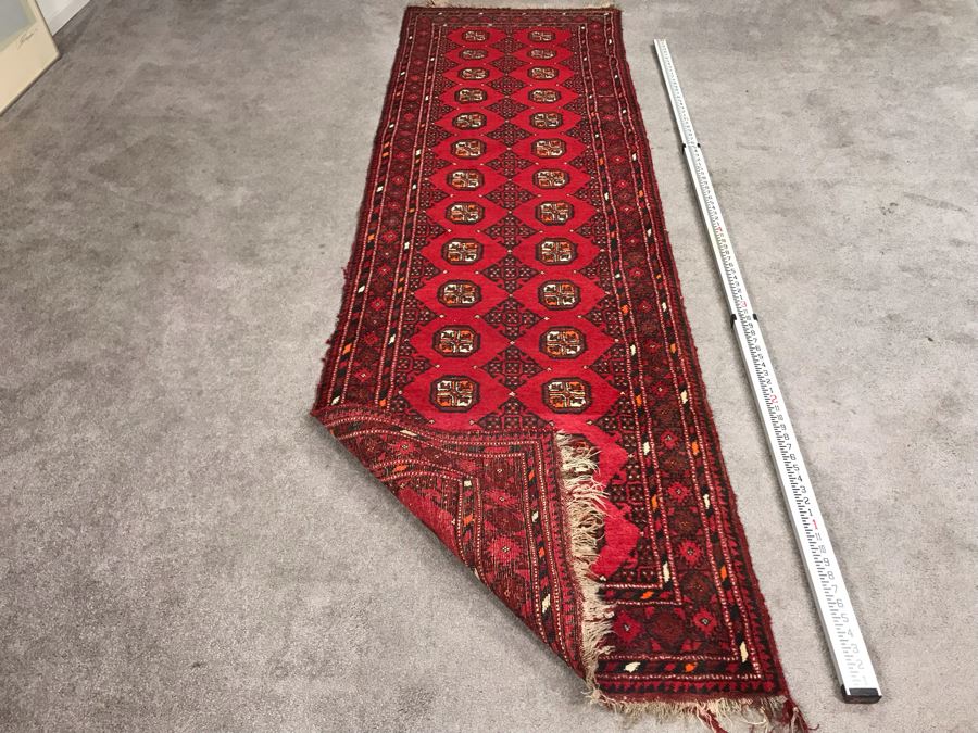 Vintage Hand Knotted Wool Perisan Runner Rug 9'1' X 2'9' [Photo 2]