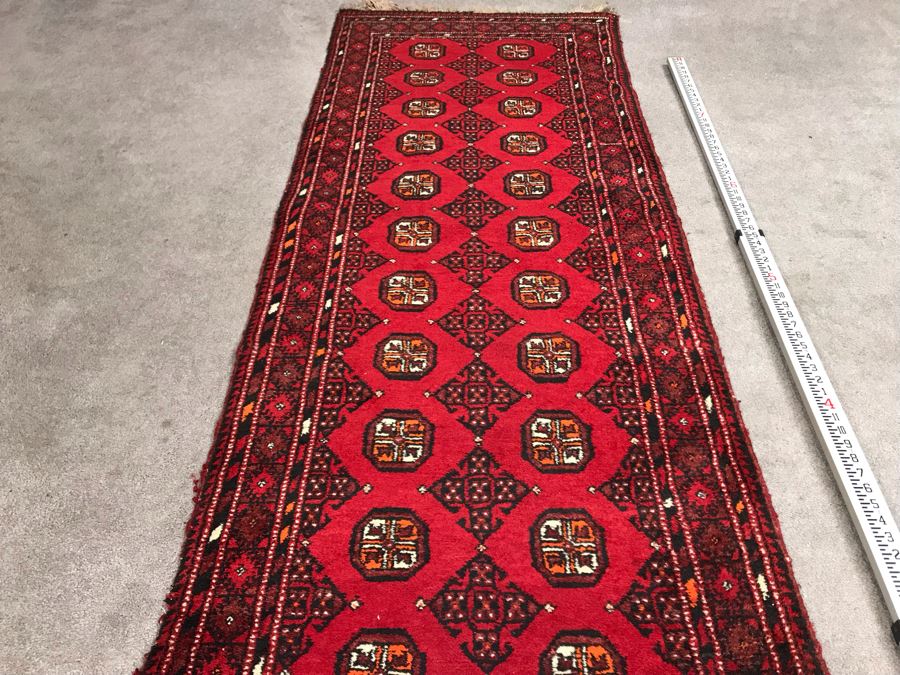 Vintage Hand Knotted Wool Perisan Runner Rug 9'1' X 2'9' [Photo 6]
