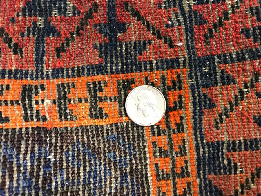 Vintage Hand Knotted Wool Perisan Rug 4'10' X 2'8' [Photo 15]