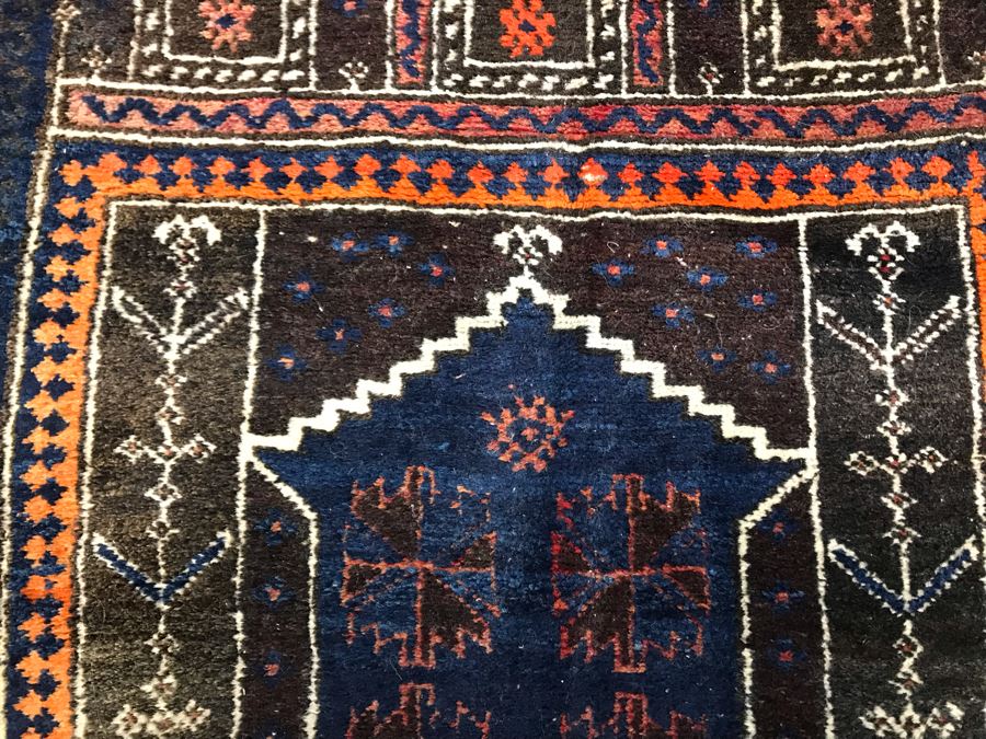 Vintage Hand Knotted Wool Perisan Rug 4'10' X 2'8' [Photo 9]