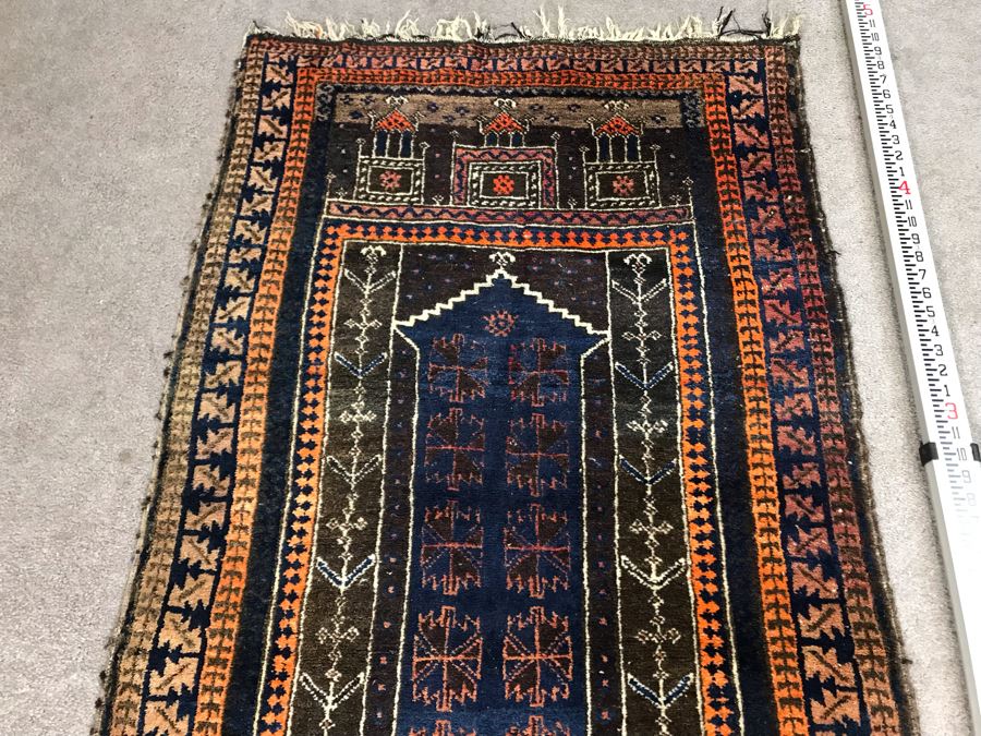 Vintage Hand Knotted Wool Perisan Rug 4'10' X 2'8' [Photo 7]