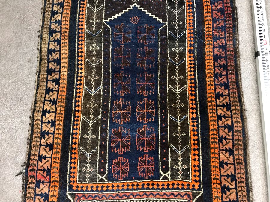 Vintage Hand Knotted Wool Perisan Rug 4'10' X 2'8' [Photo 6]