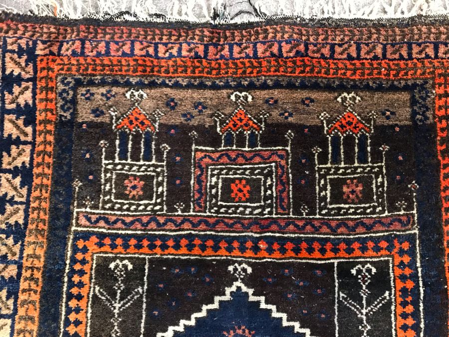 Vintage Hand Knotted Wool Perisan Rug 4'10' X 2'8' [Photo 10]