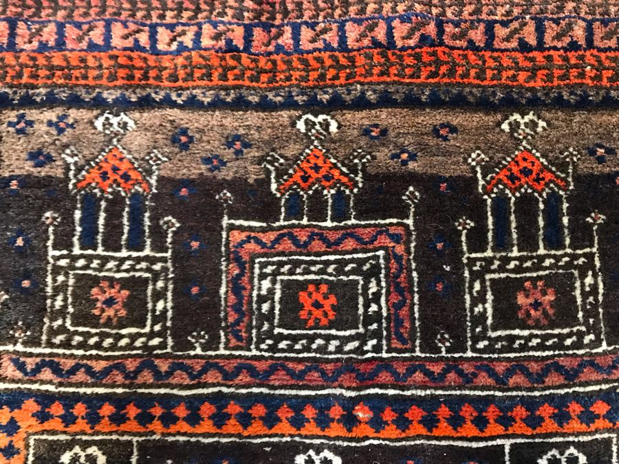 Vintage Hand Knotted Wool Perisan Rug 4'10' X 2'8' [Photo 11]