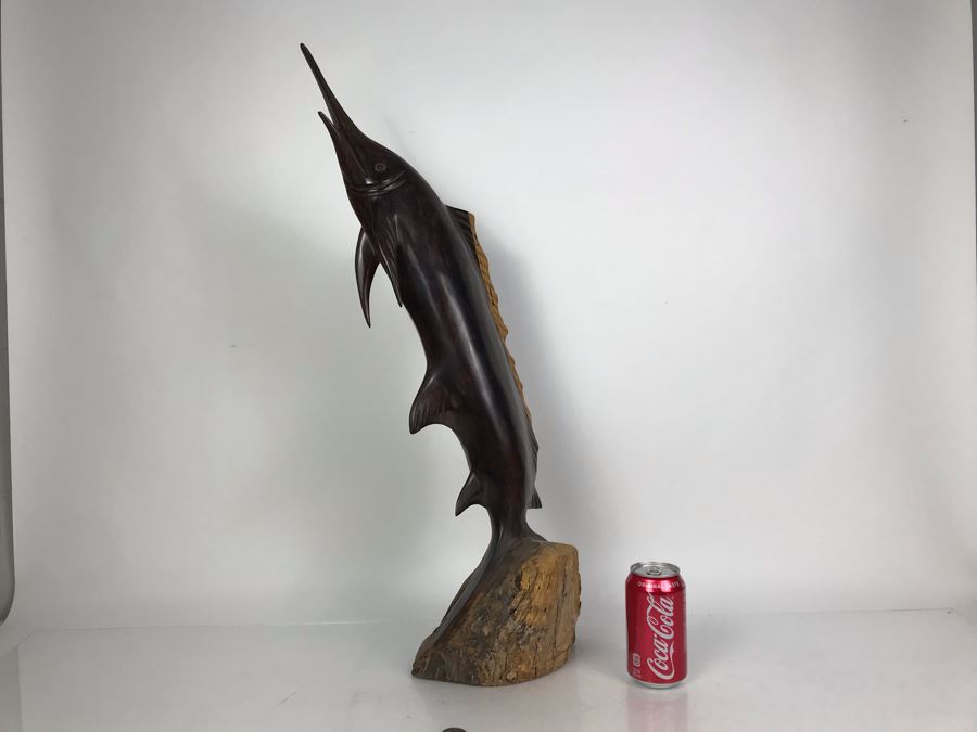 Vintage Seri Indians Ironwood Large Carving Marlin Swordfish Sculpture 28H [Photo 10]