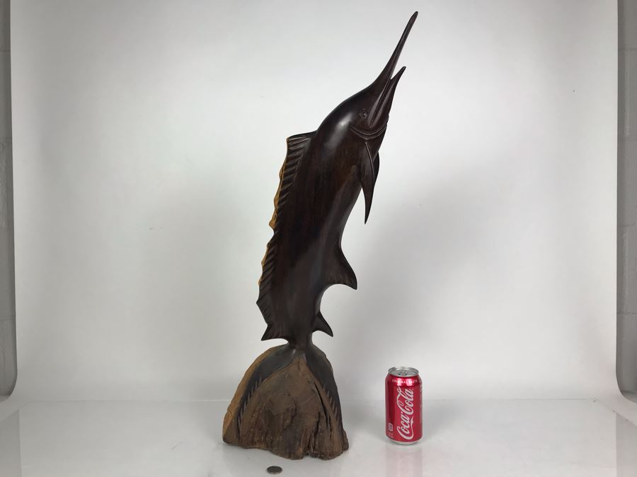 Vintage Seri Indians Ironwood Large Carving Marlin Swordfish Sculpture 28H [Photo 2]