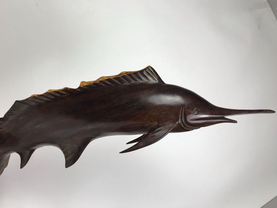 Vintage Seri Indians Ironwood Large Carving Marlin Swordfish Sculpture 28H [Photo 7]