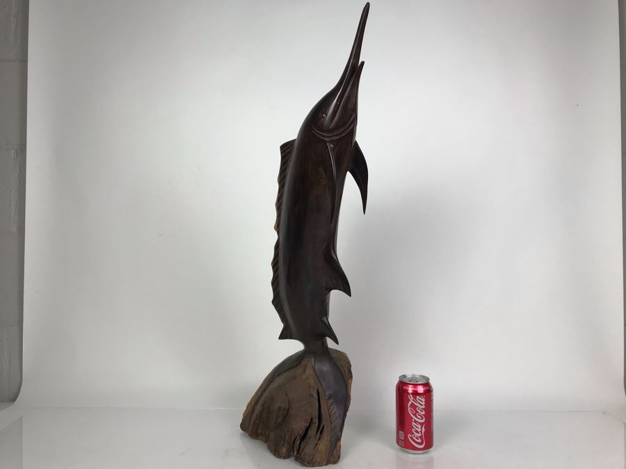 Vintage Seri Indians Ironwood Large Carving Marlin Swordfish Sculpture 28H [Photo 9]