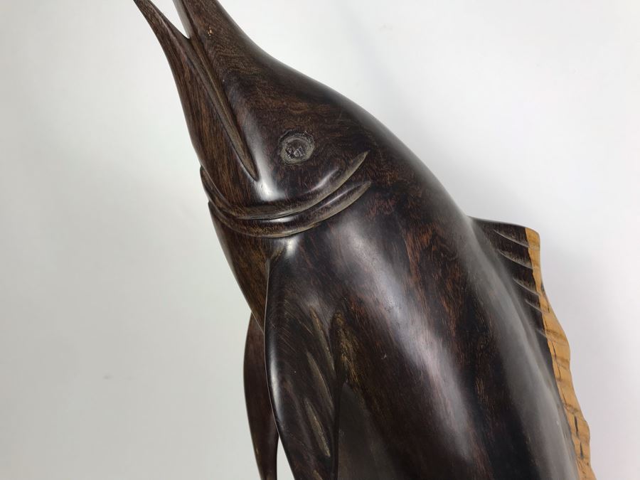 Vintage Seri Indians Ironwood Large Carving Marlin Swordfish Sculpture 28H [Photo 11]