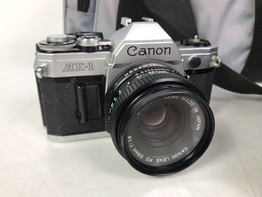 Canon AE-1 Camera With Pair Of Lenses, Flash And Camera Bag [Photo 2]