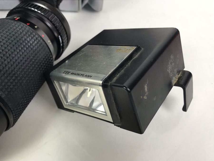 Canon AE-1 Camera With Pair Of Lenses, Flash And Camera Bag [Photo 10]