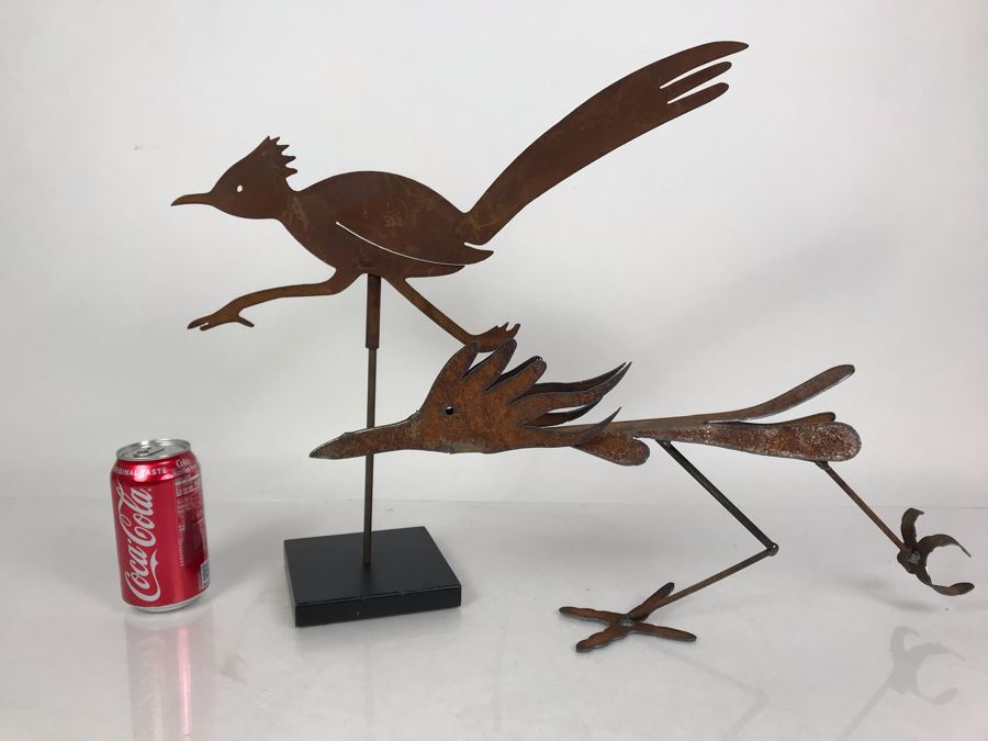 Pair Of Metal Road Runner Sculptures 17H [Photo 1]