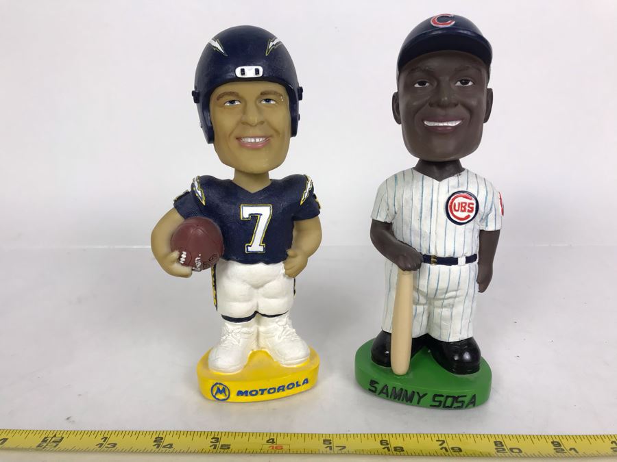 Pair Of Bobble Dobbles Bobble Head Dolls: Doug Flutie San Diego Chargers And Sammy Sosa Chicago Cubs 7H