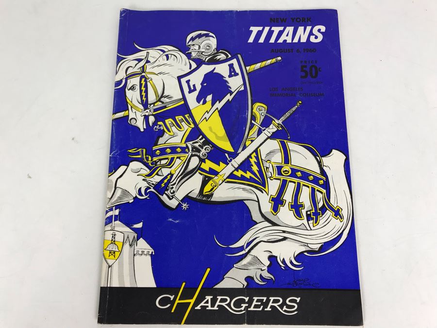 Vintage 1960 Los Angeles Chargers / New York Titans AFL Professional Football Program