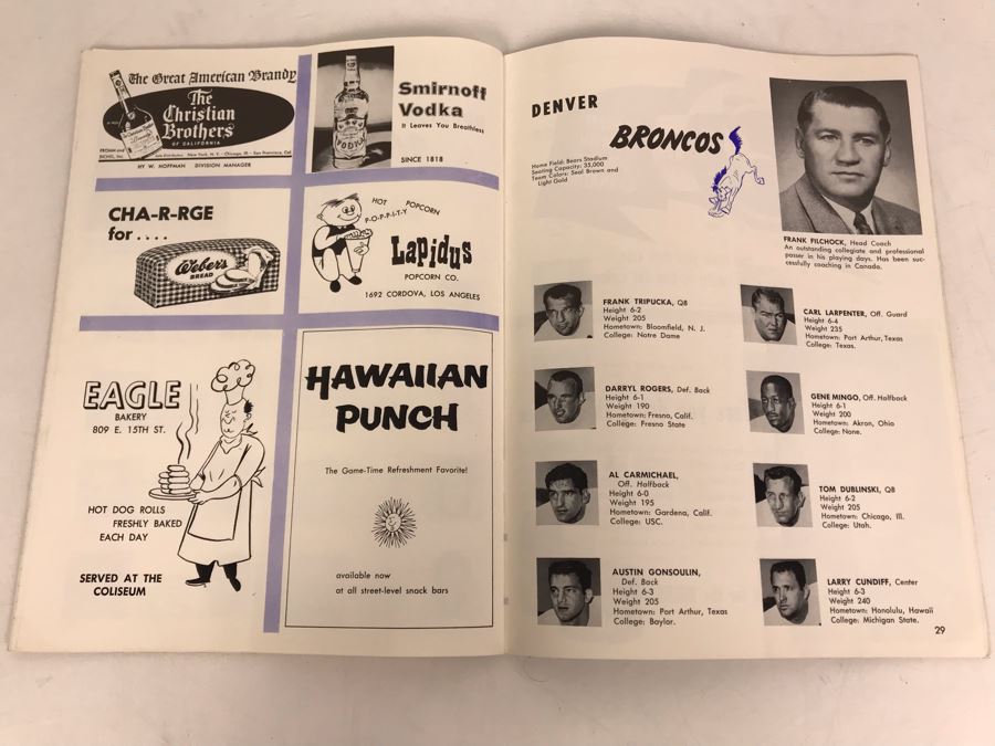 Vintage 1960 Los Angeles Chargers / New York Titans AFL Professional Football Program [Photo 21]