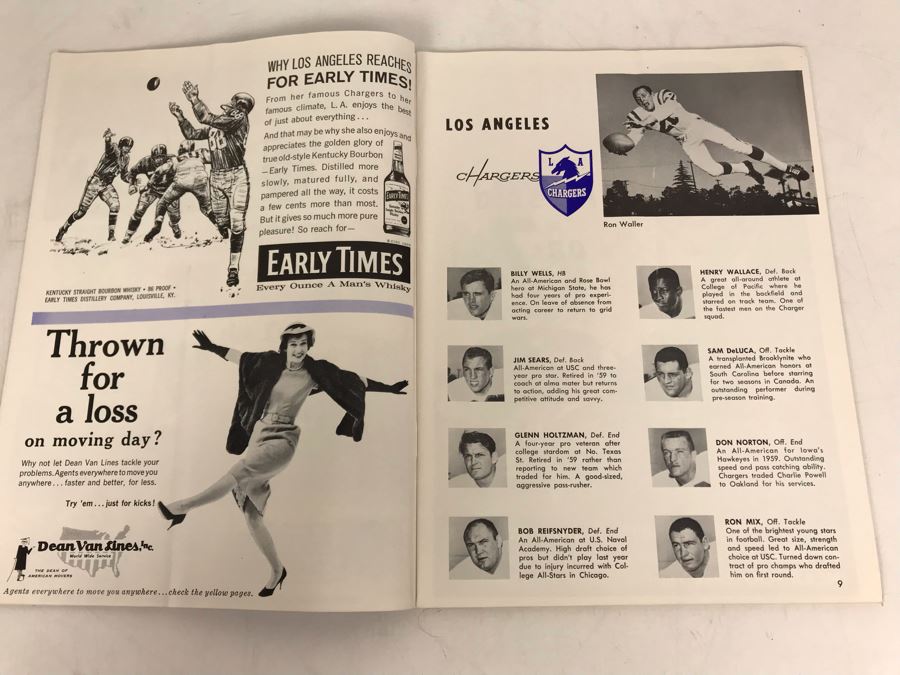 Vintage 1960 Los Angeles Chargers / New York Titans AFL Professional Football Program [Photo 10]