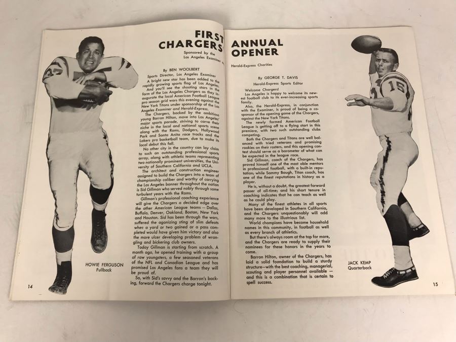 Vintage 1960 Los Angeles Chargers / New York Titans AFL Professional Football Program [Photo 13]