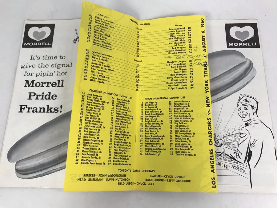 Vintage 1960 Los Angeles Chargers / New York Titans AFL Professional Football Program [Photo 17]