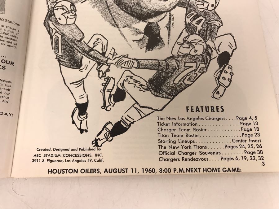 Vintage 1960 Los Angeles Chargers / New York Titans AFL Professional Football Program [Photo 4]