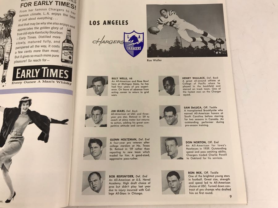Vintage 1960 Los Angeles Chargers / New York Titans AFL Professional Football Program [Photo 11]
