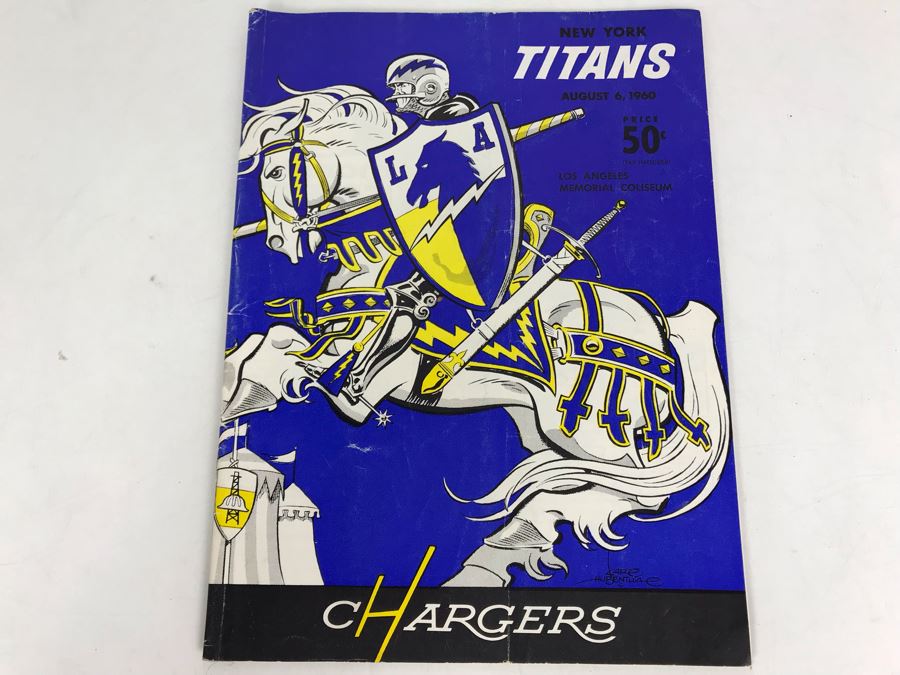 Vintage 1960 Los Angeles Chargers / New York Titans AFL Professional Football Program [Photo 2]