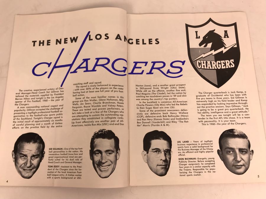 Vintage 1960 Los Angeles Chargers / New York Titans AFL Professional Football Program [Photo 5]