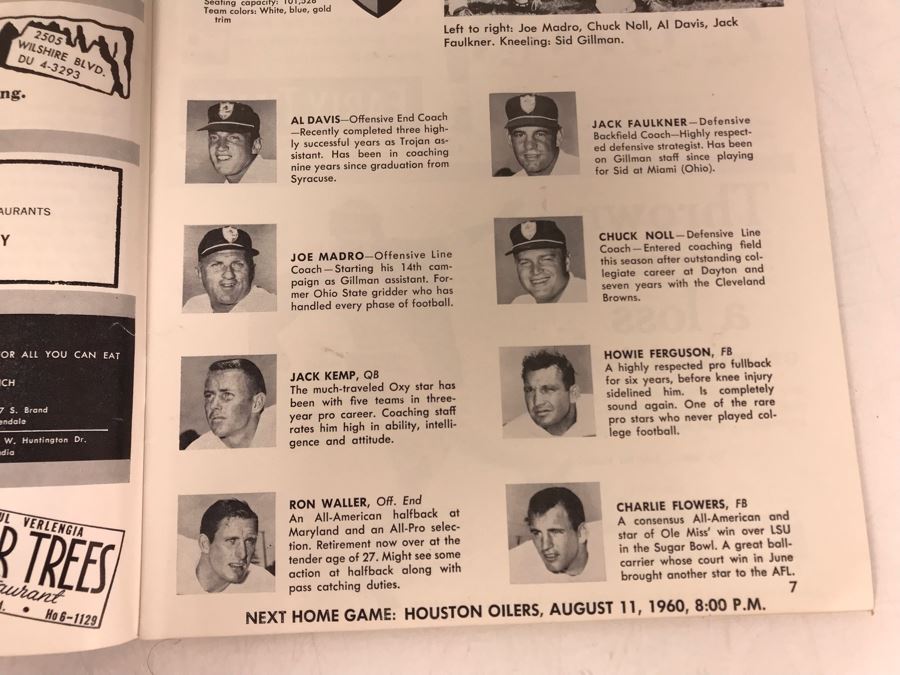 Vintage 1960 Los Angeles Chargers / New York Titans AFL Professional Football Program [Photo 8]