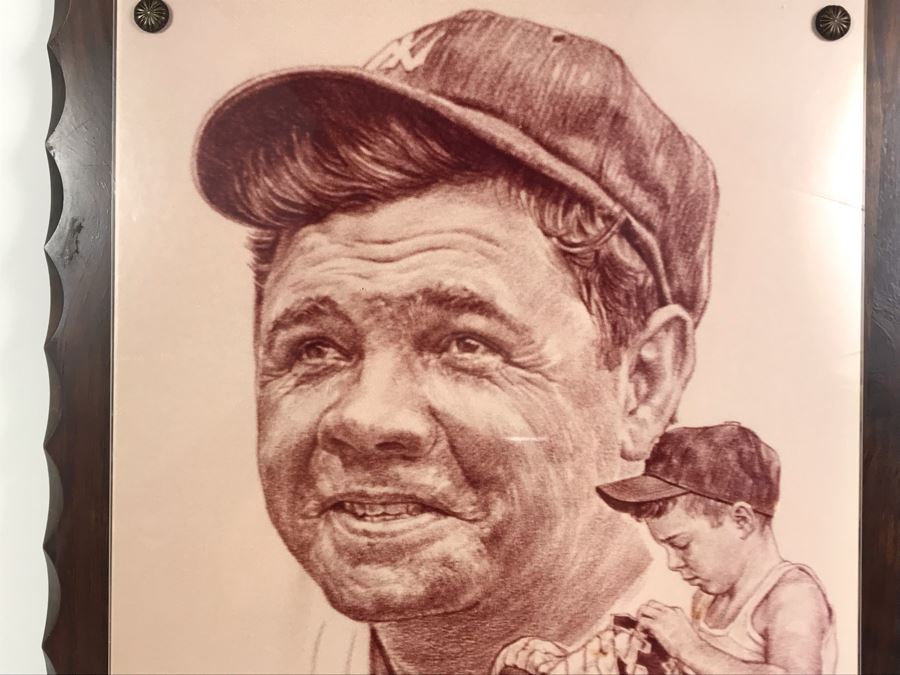 Babe Ruth Print On Board 19 X 23 [Photo 3]