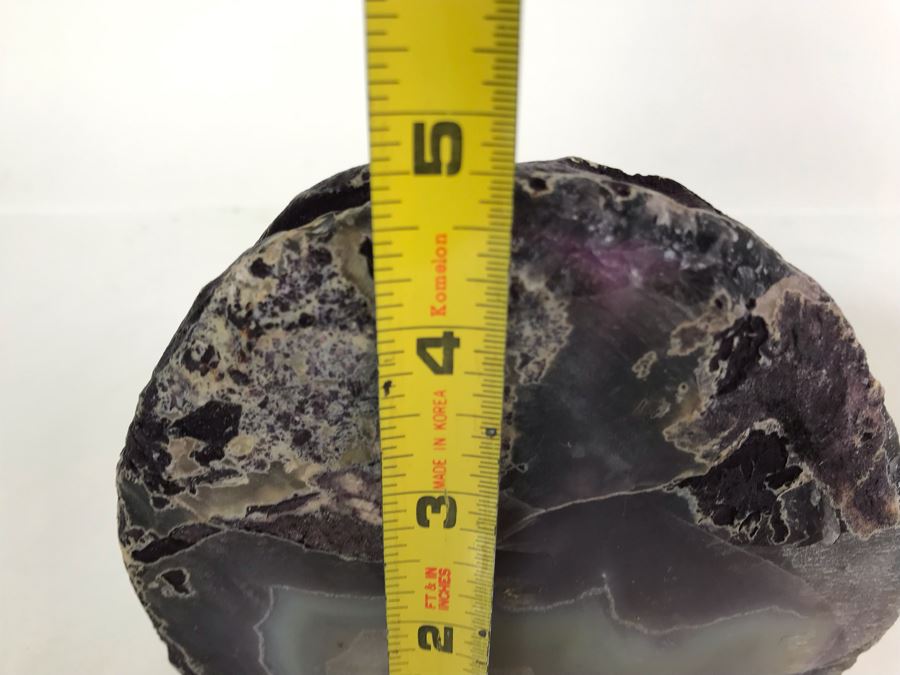 Pair Of Large Cut Polished Geodes - One Is Bright Purple 5.5W [Photo 27]