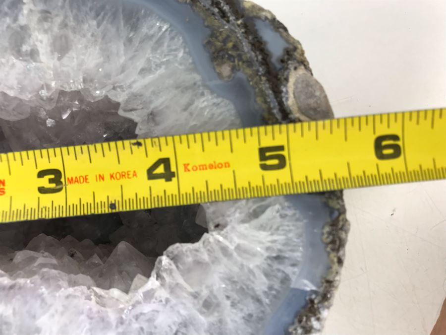 Pair Of Large Cut Polished Geodes - One Is Bright Purple 5.5W [Photo 26]