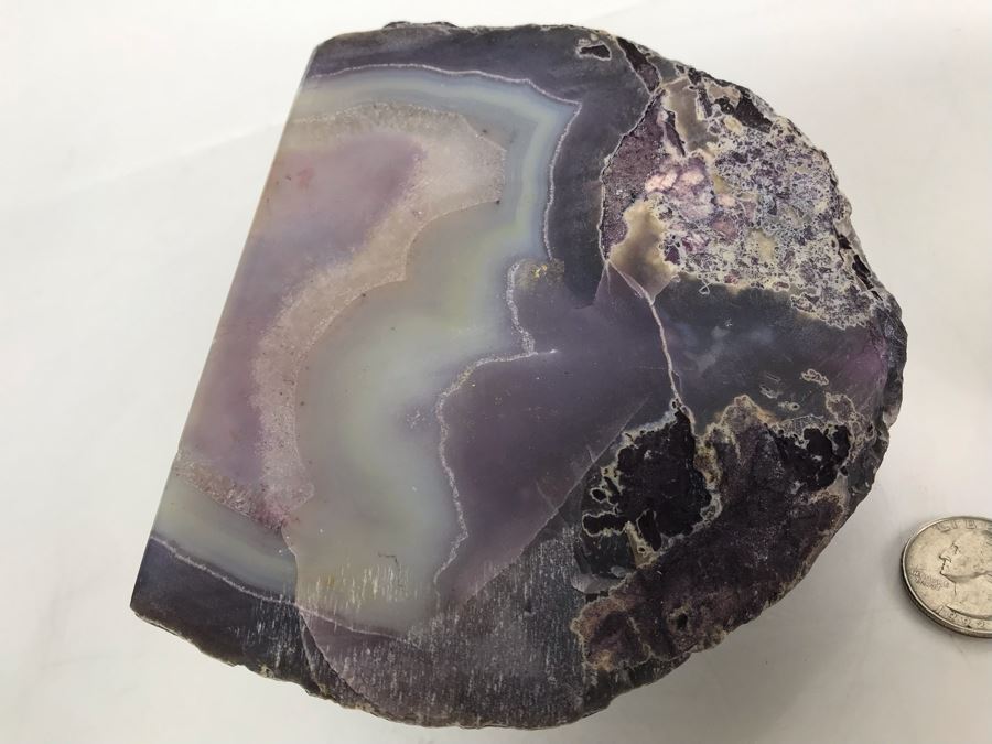 Pair Of Large Cut Polished Geodes - One Is Bright Purple 5.5W [Photo 7]
