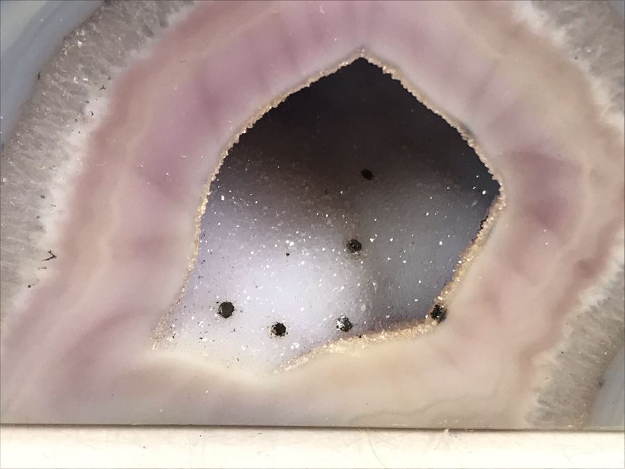 Pair Of Large Cut Polished Geodes - One Is Bright Purple 5.5W [Photo 25]