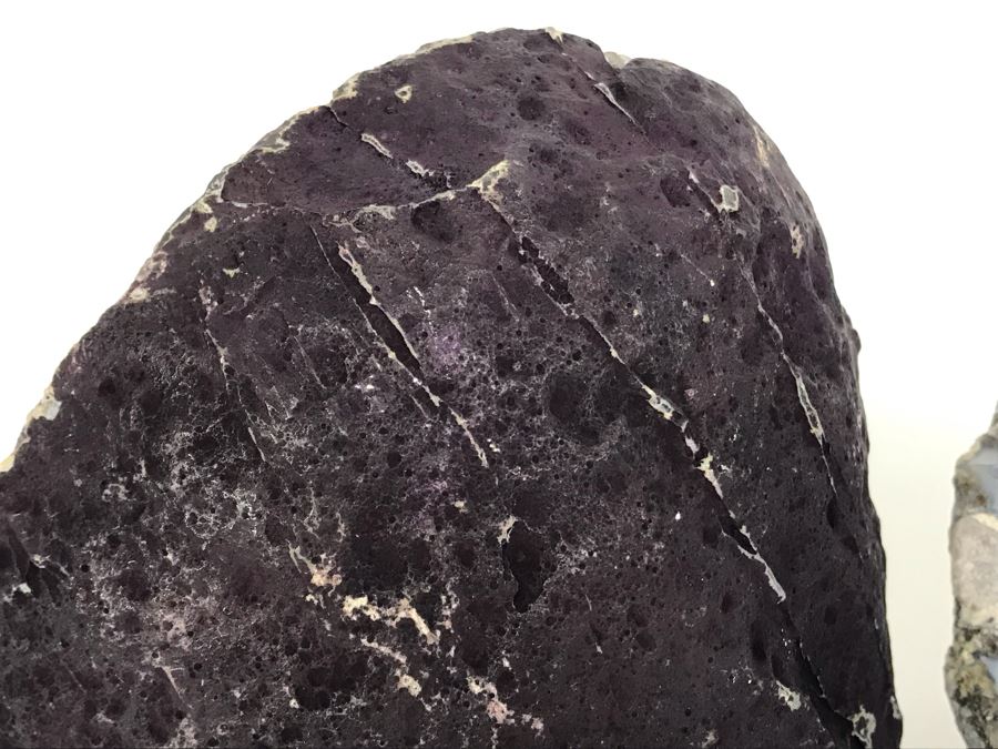 Pair Of Large Cut Polished Geodes - One Is Bright Purple 5.5W [Photo 14]