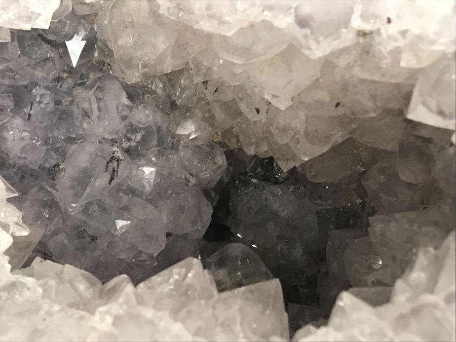 Pair Of Large Cut Polished Geodes - One Is Bright Purple 5.5W [Photo 18]