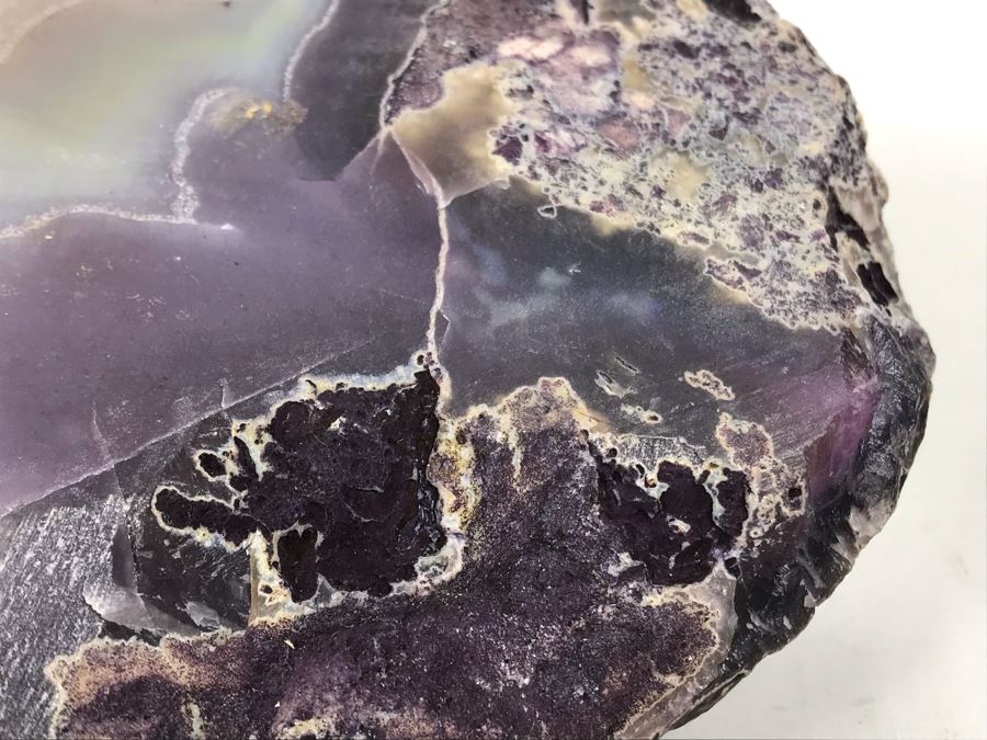 Pair Of Large Cut Polished Geodes - One Is Bright Purple 5.5W [Photo 10]