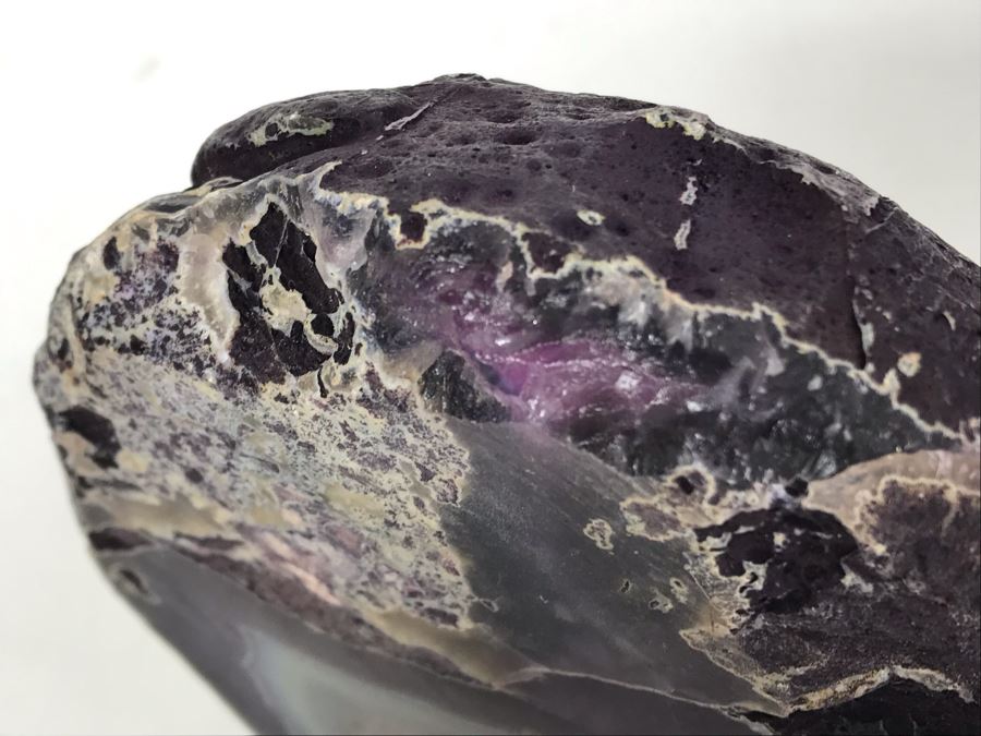 Pair Of Large Cut Polished Geodes - One Is Bright Purple 5.5W [Photo 11]