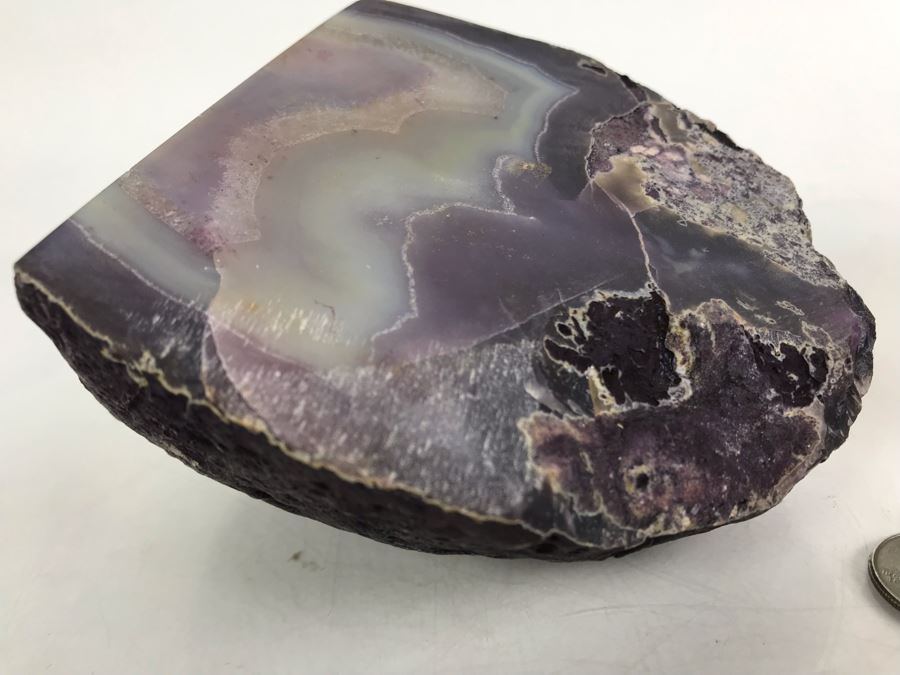 Pair Of Large Cut Polished Geodes - One Is Bright Purple 5.5W [Photo 8]