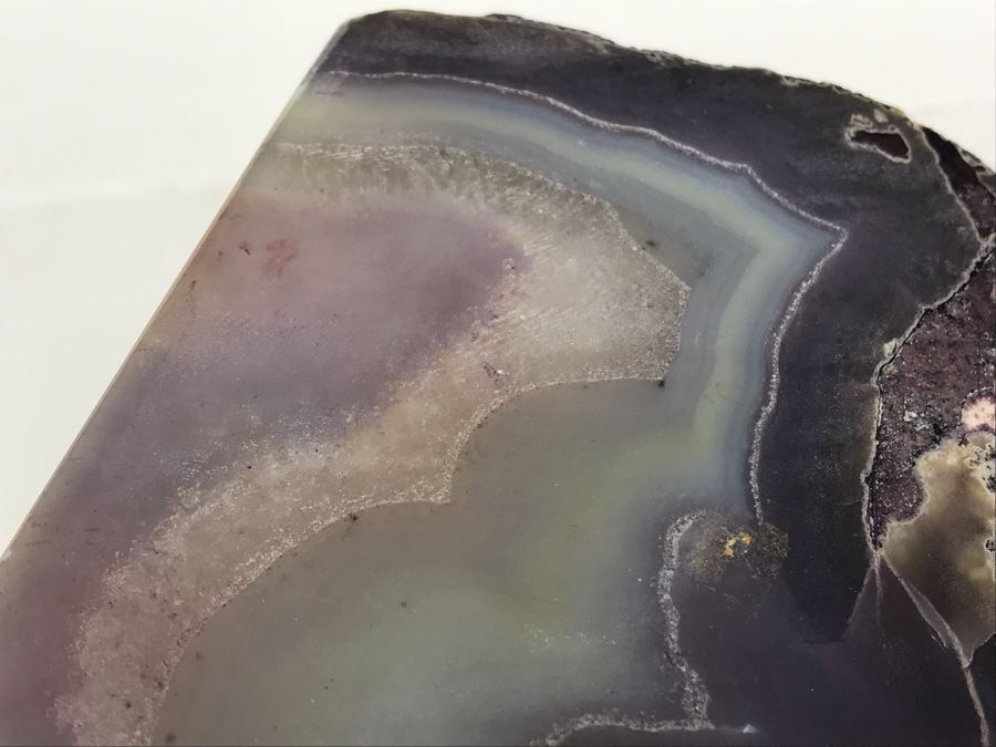 Pair Of Large Cut Polished Geodes - One Is Bright Purple 5.5W [Photo 9]