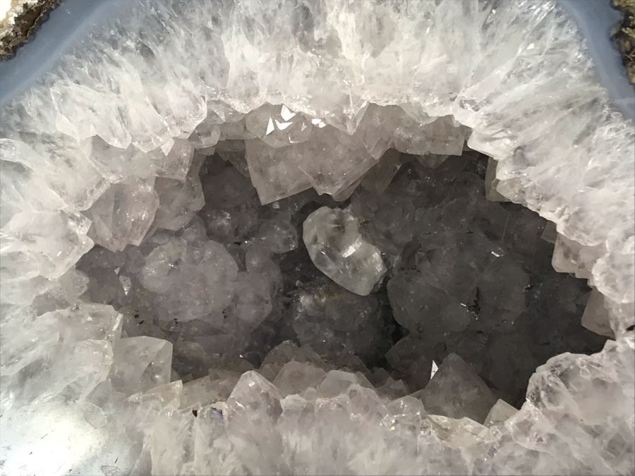 Pair Of Large Cut Polished Geodes - One Is Bright Purple 5.5W [Photo 23]