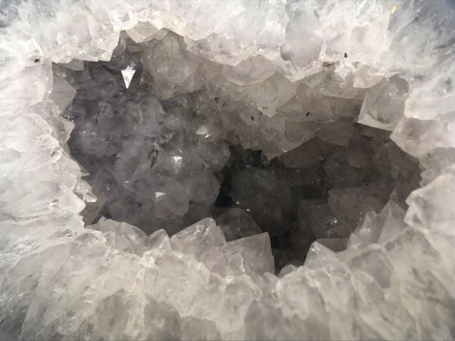 Pair Of Large Cut Polished Geodes - One Is Bright Purple 5.5W [Photo 17]